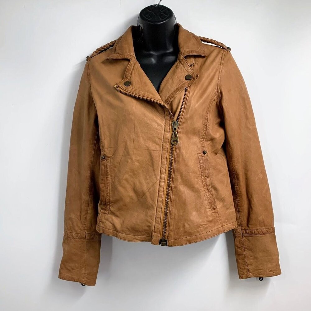 Doma Women's‎ Leather Motorcycle Zipper Sleeve Lined Biker Jacket Size M